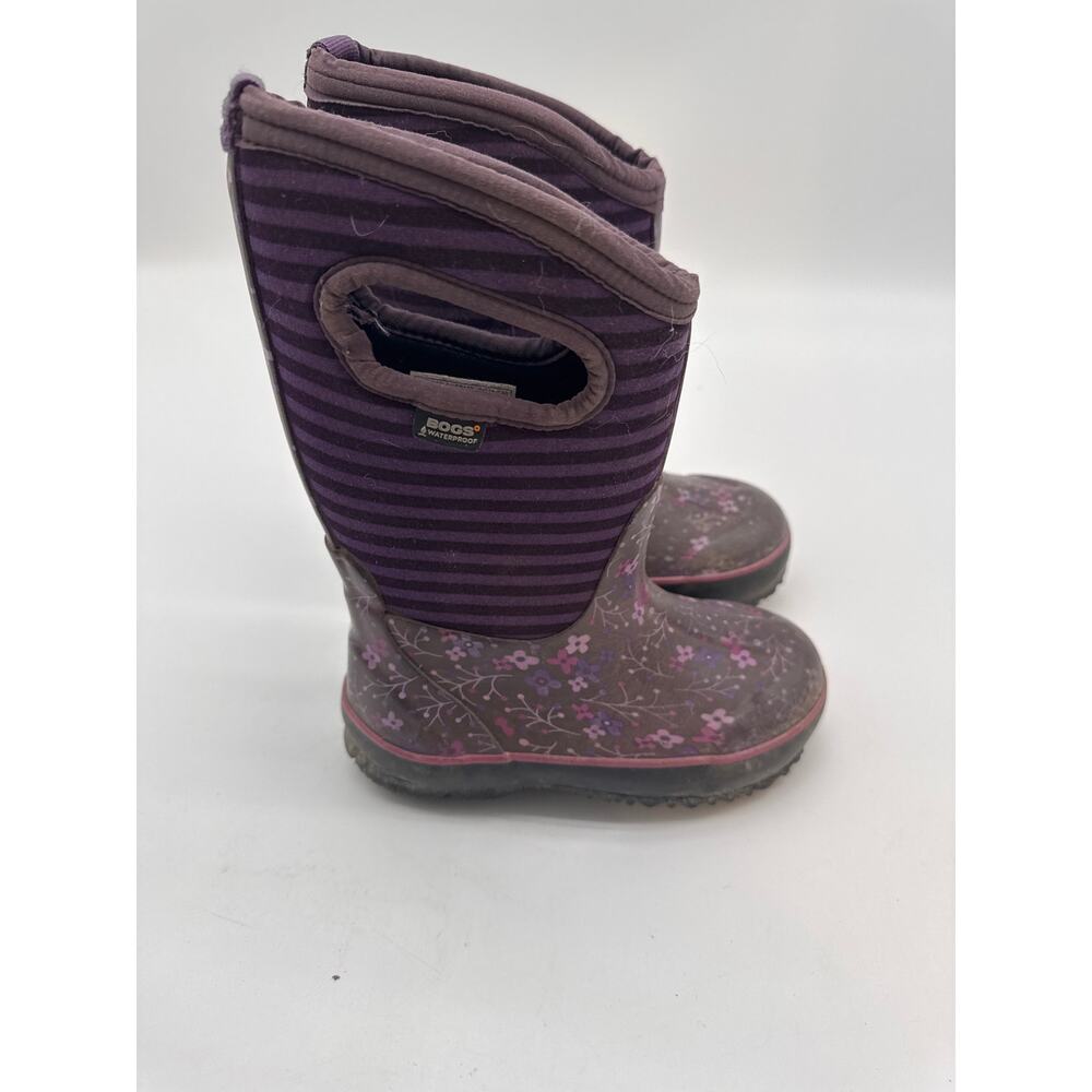 Bogs K Classic Flowers Kids 10 Waterproof‎ Boots Purple 71560-540 - Picture 2 of 3